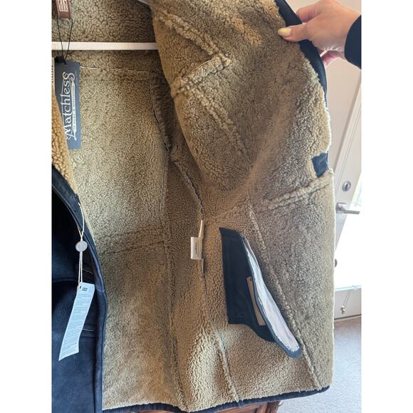 Matchless London Black Blue Suede Shearling Coat NWT Retail $3,900 L - Picture 6 of 12